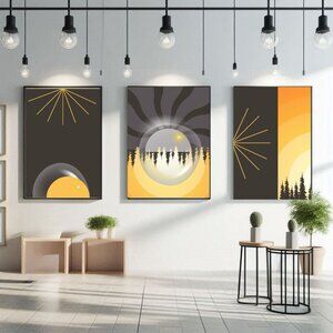 Tranquil Sunset Scenes, Golden Hour Nature Wall Decor, Set of 3 Digital Prints